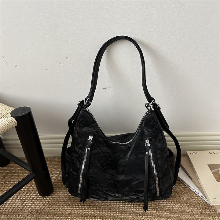 Modern Textured Hobo Shoulder Bag with Crossbody Strap