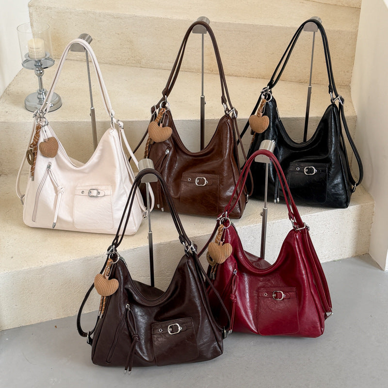Classic Soft Leather Shoulder Hobo Bag