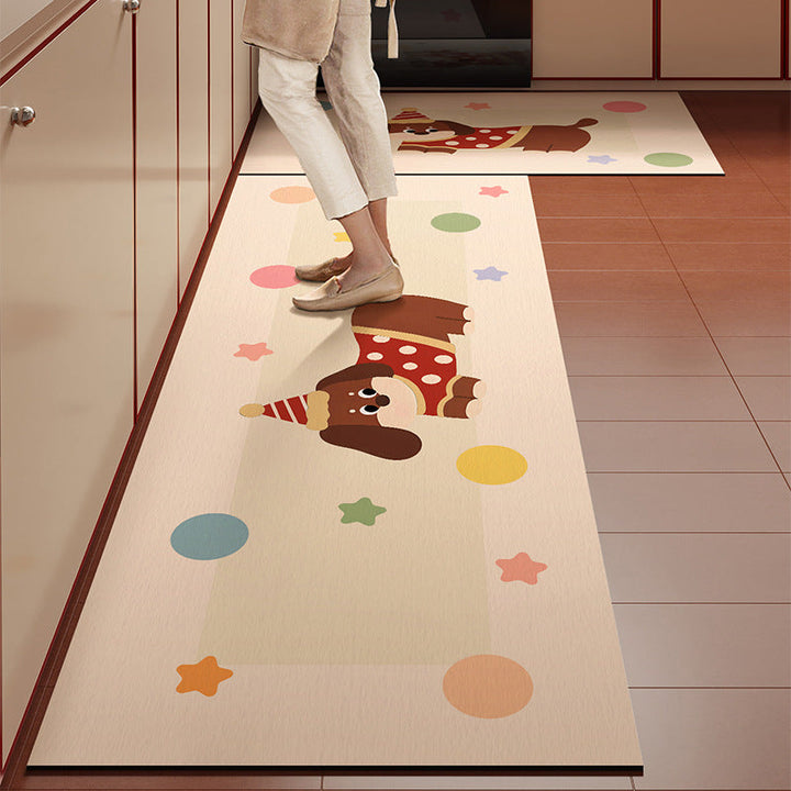 Playful Character Kitchen Floor Runner with Non-Slip Backing