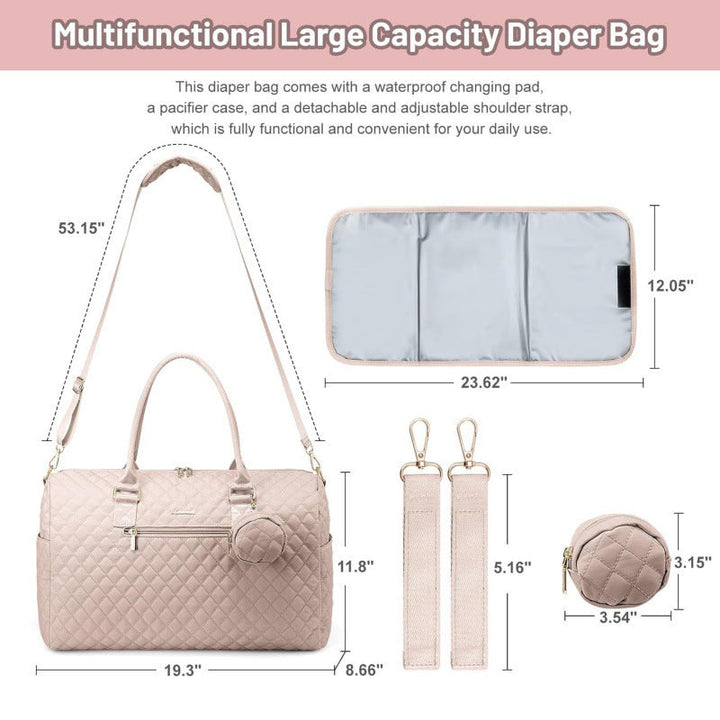 Quilted Multi-Compartment Travel Duffle Bag with Removable Strap