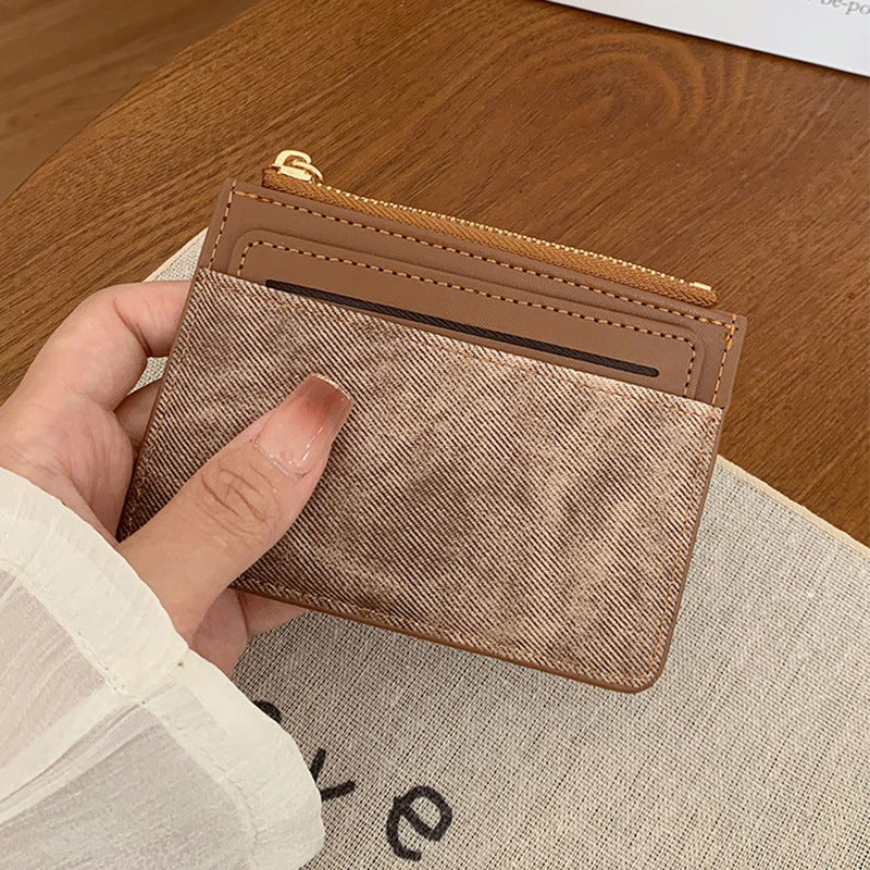 Compact Multi-Pocket Card Organizer Wallet with Zippered Coin Pouch