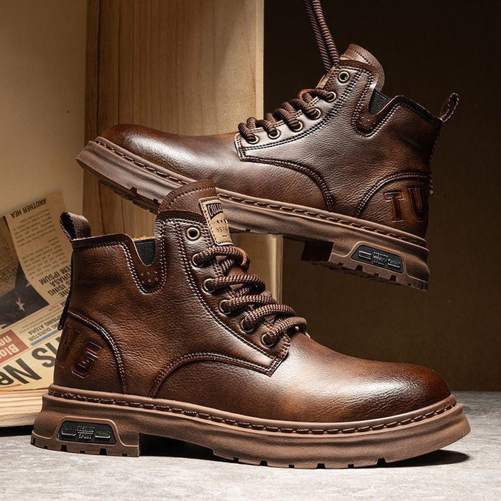 Premium Slip-On Leather Work Boots – Comfortable Anti-Slip Casual Footwear