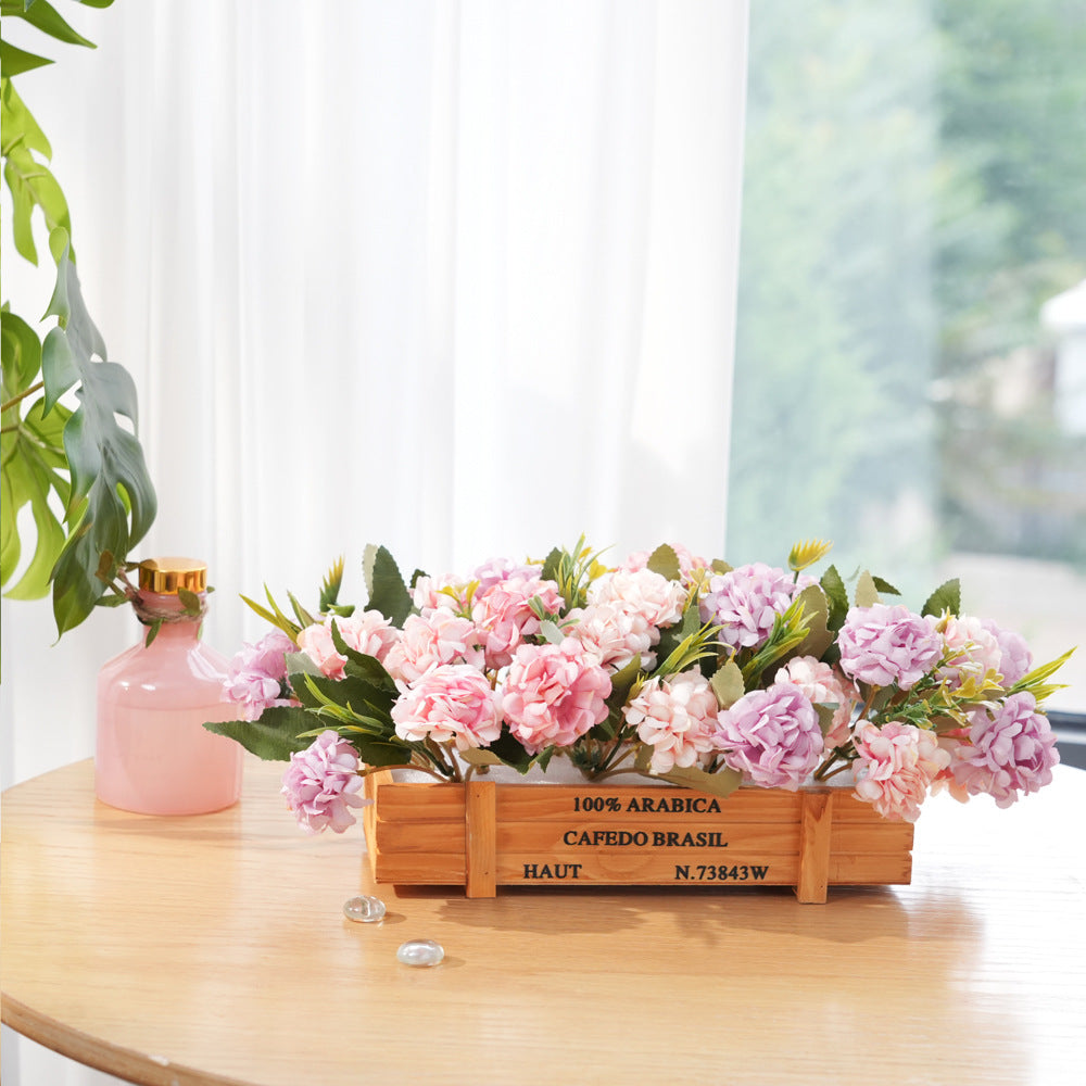 Rustic Wooden Artificial Flower Arrangement for Home & Office Decor