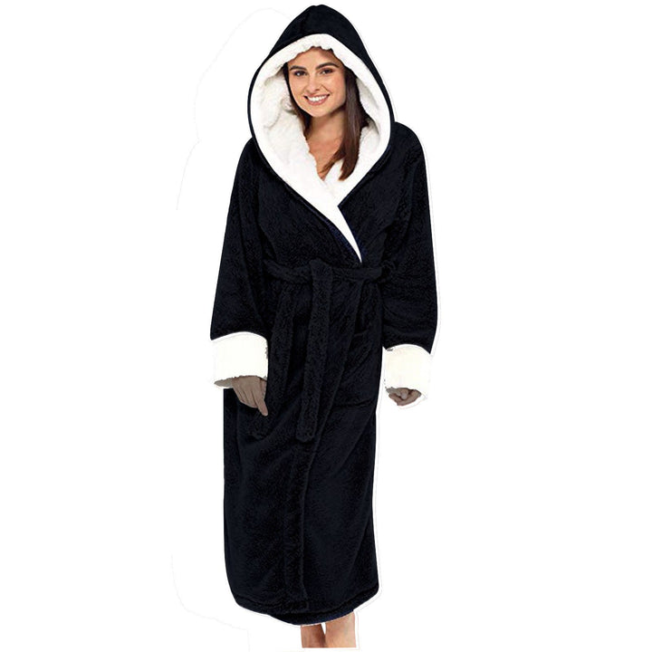Women's Hooded Fleece Robe with Belt - Cozy Loungewear