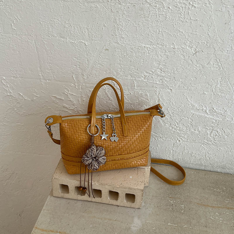 Woven Texture Structured Tote Handbag
