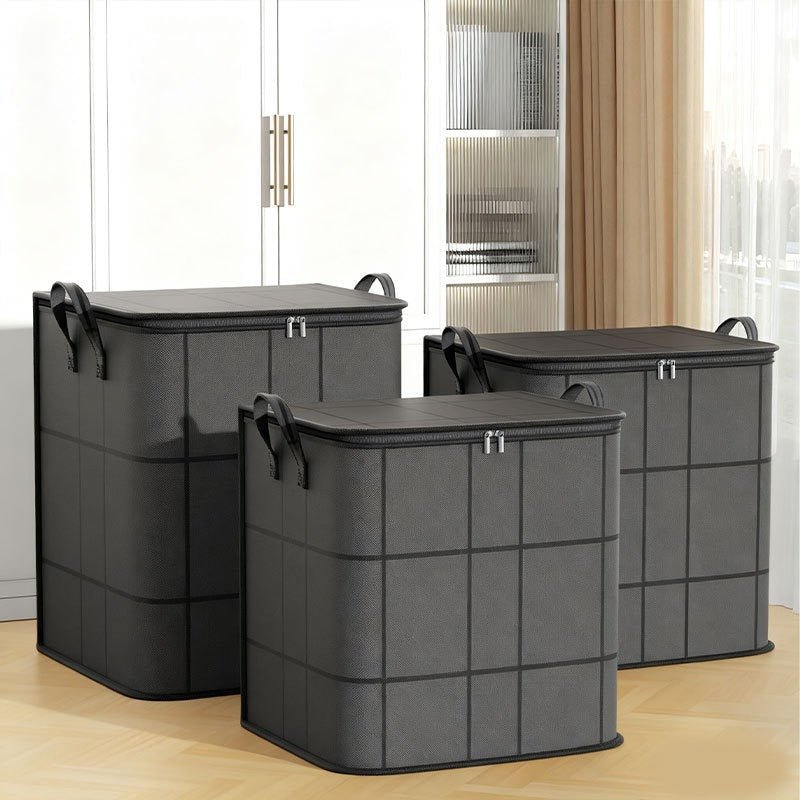 Modern Grid Fabric Storage Basket with Reinforced Handles