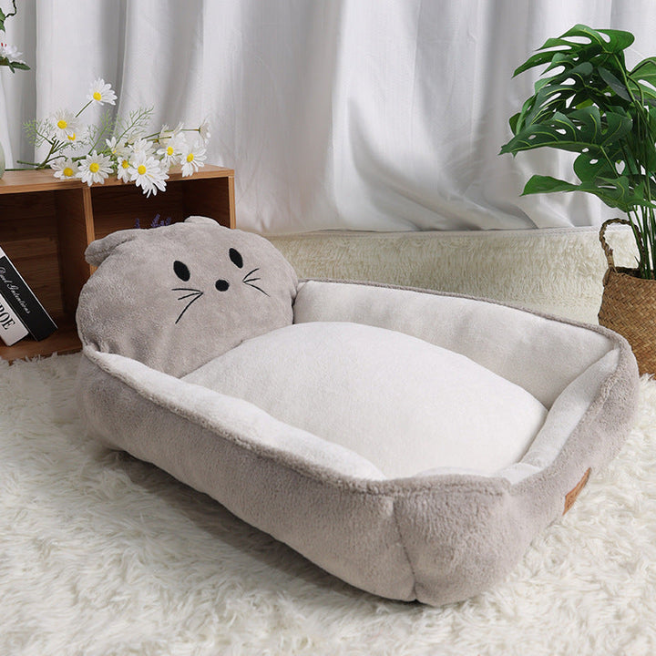 Plush Feline Comfort Bed - Cozy Cat Nap Spot with Raised Edges