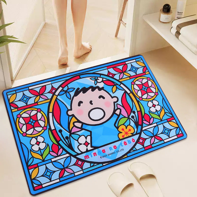 Vibrant Illustration Bath Mat with Non-Slip Backing