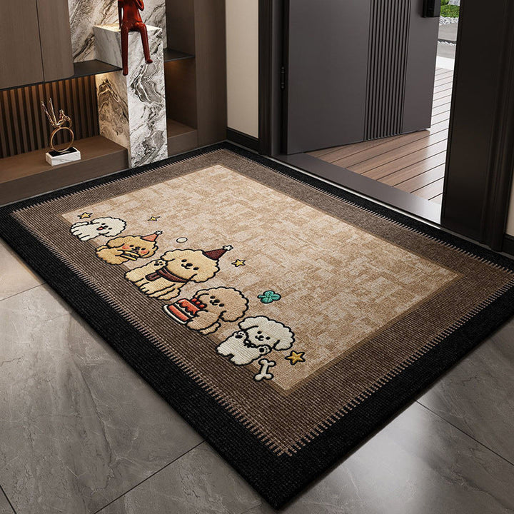 Playful Puppy Cartoon Entryway Rug - Fun Dog Design for Pet Lovers