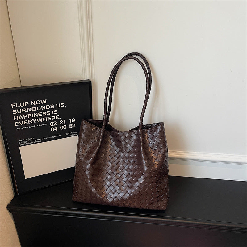 Woven Leather Everyday Tote Bag - Spacious & Durable