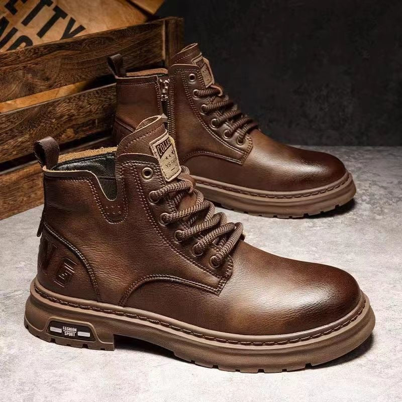 Premium Slip-On Leather Work Boots – Comfortable Anti-Slip Casual Footwear