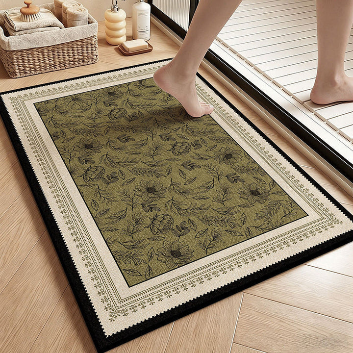 Botanical Garden Bath Mat - Vintage Floral Design