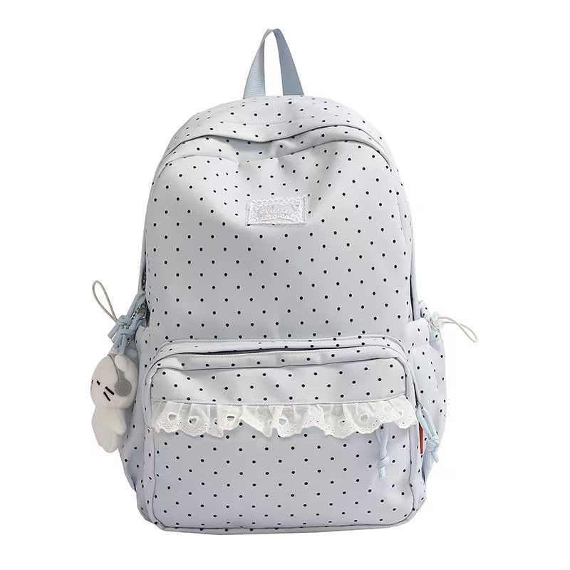 Polka Dot Ruffled Backpack with Adjustable Straps