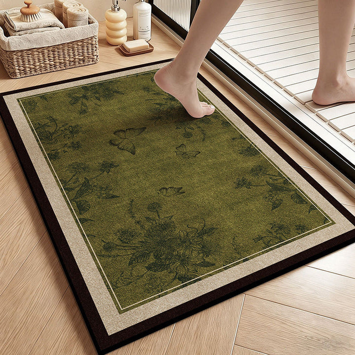 Botanical Garden Bath Mat - Vintage Floral Design