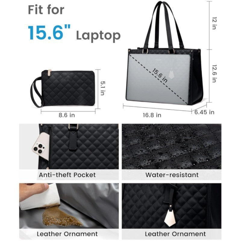 Premium Quilted Insulated Lunch Tote with Shoulder Strap