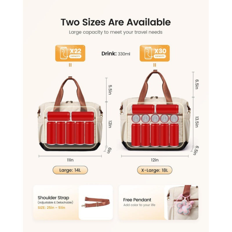 Diamond Pattern Insulated Lunch Tote with Multiple Pockets