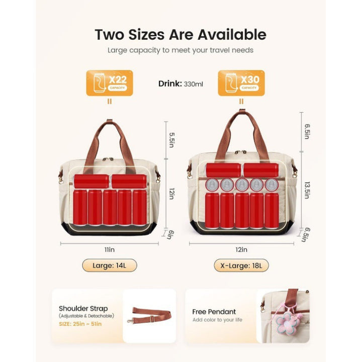 Diamond Pattern Insulated Lunch Tote with Multiple Pockets