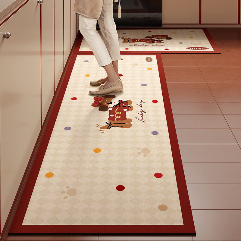 Playful Character Kitchen Floor Runner with Non-Slip Backing