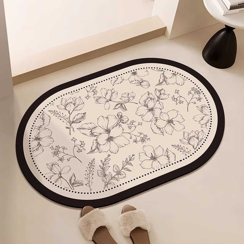 Retro Geometric Bathroom Floor Mat – Vintage-Inspired Design