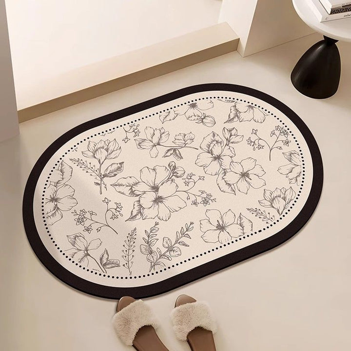 Retro Geometric Bathroom Floor Mat – Vintage-Inspired Design