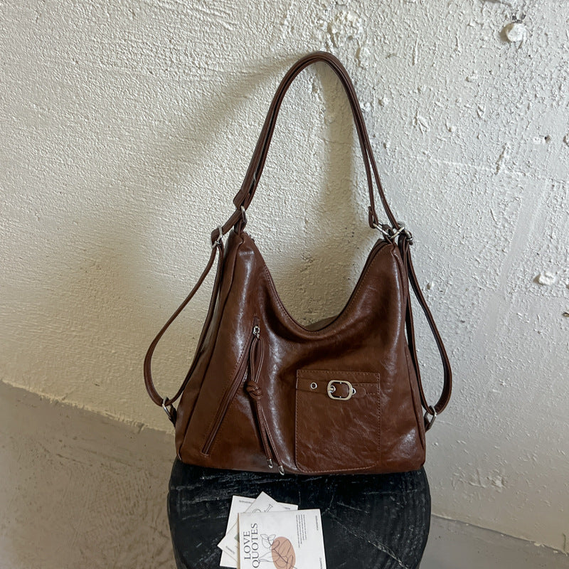 Classic Soft Leather Shoulder Hobo Bag
