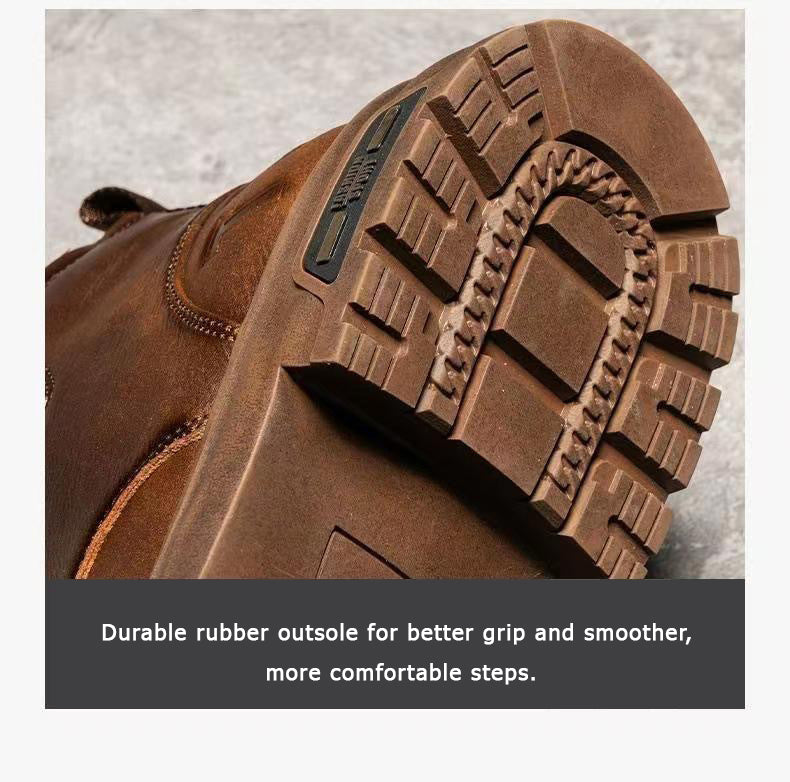 Premium Slip-On Leather Work Boots – Comfortable Anti-Slip Casual Footwear