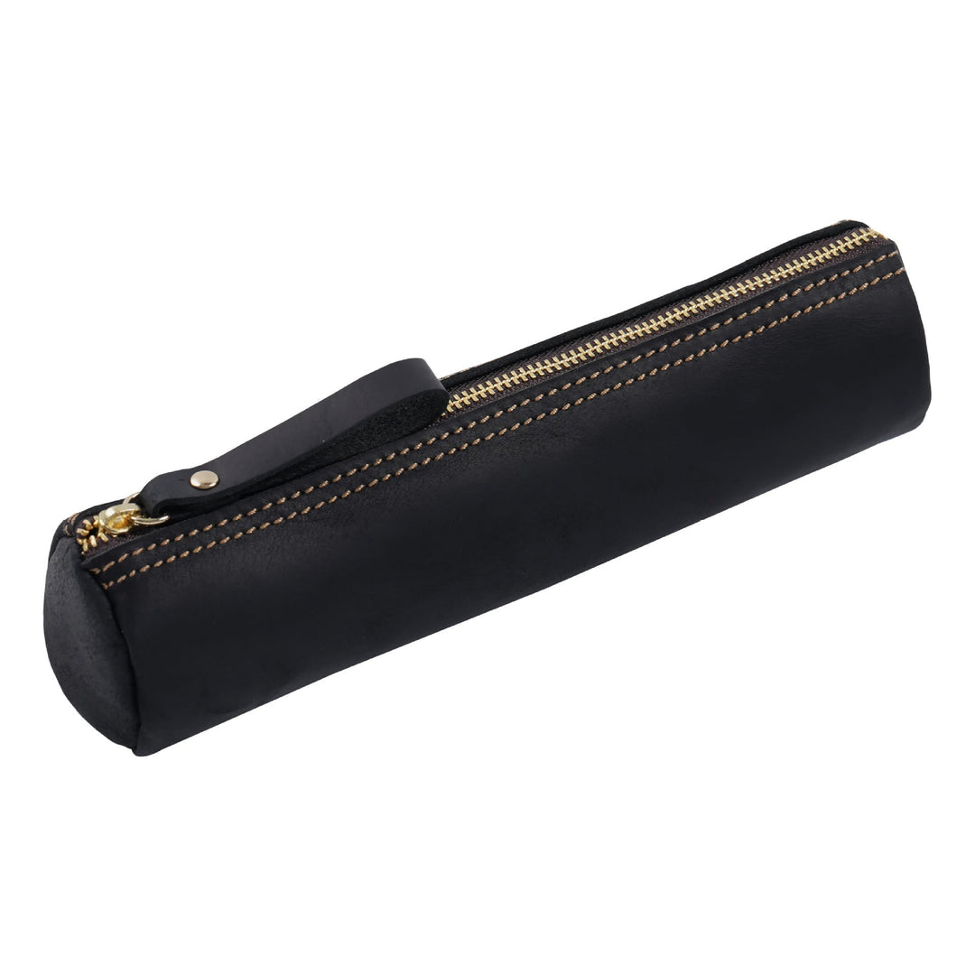 Premium Leather Writing Instrument Organizer with Zipper Closure