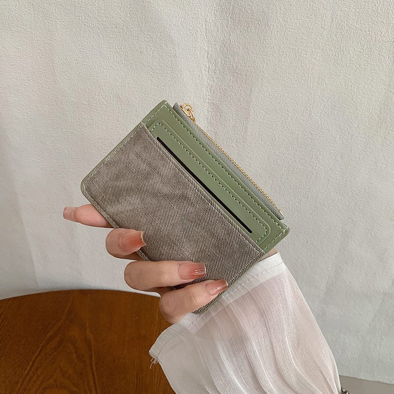 Compact Multi-Pocket Card Organizer Wallet with Zippered Coin Pouch