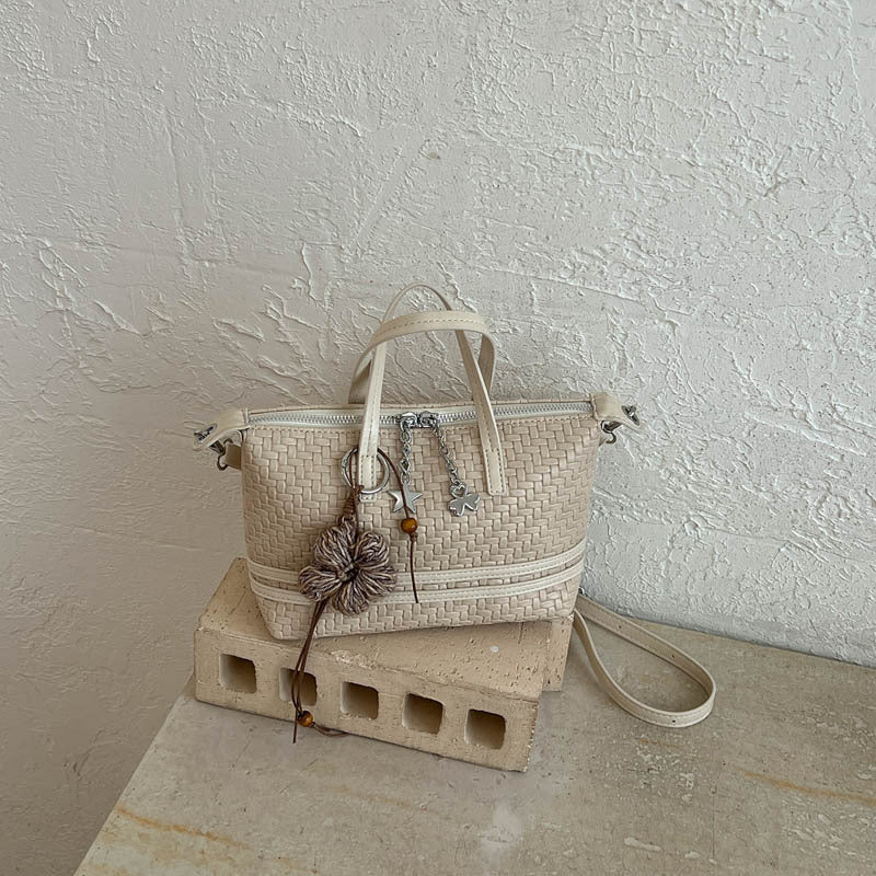 Woven Texture Structured Tote Handbag