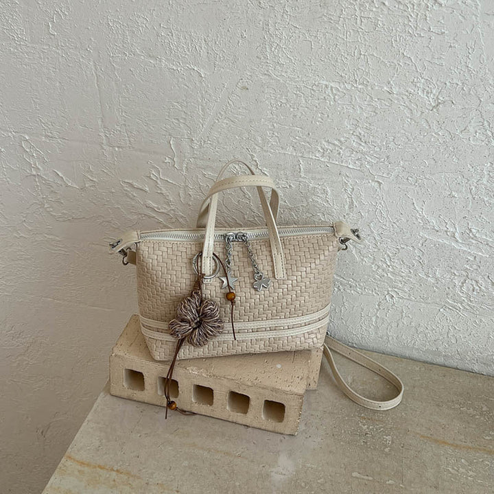 Woven Texture Structured Tote Handbag