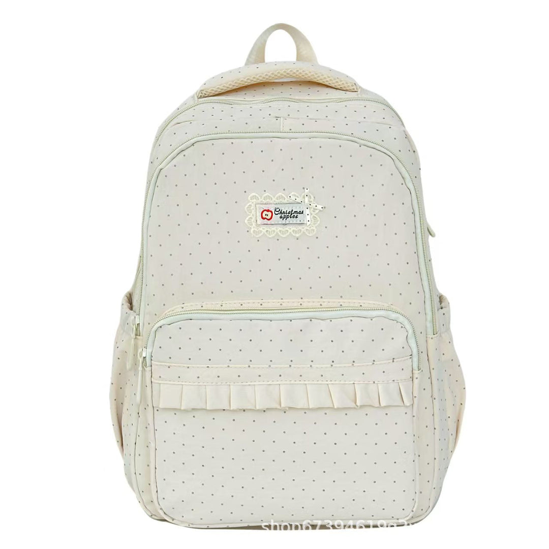 Polka Dot Ruffled School Backpack with Padded Straps