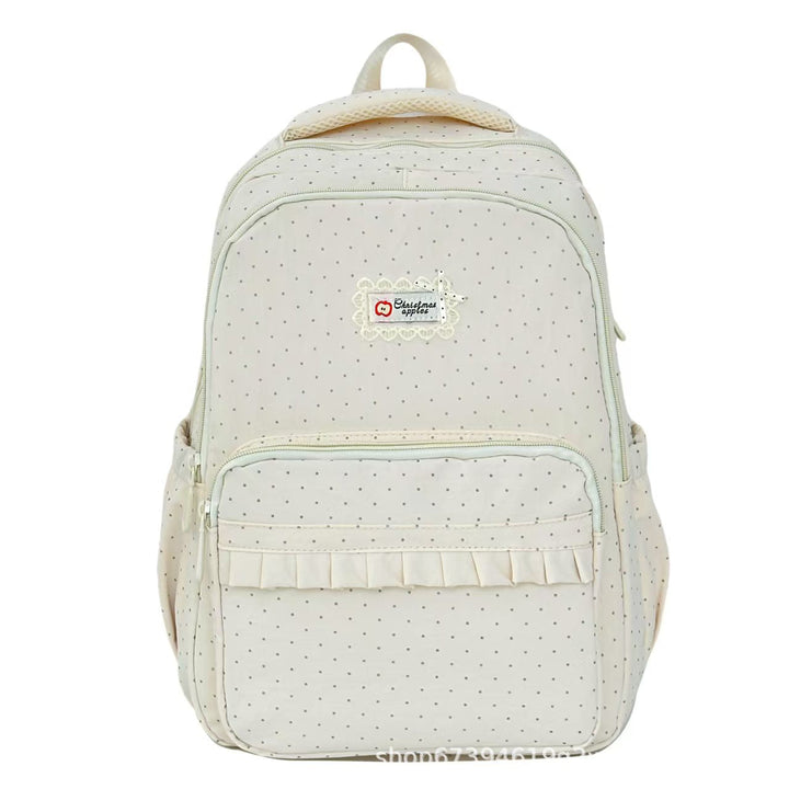 Polka Dot Ruffled School Backpack with Padded Straps