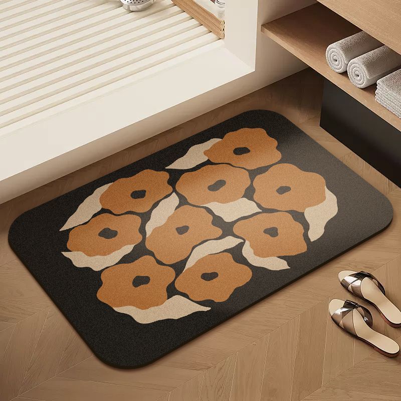 Botanical Elegance Bath Mat - Soft Floral Design with Non-Slip Backing