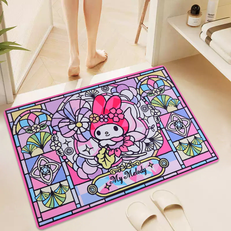 Vibrant Illustration Bath Mat with Non-Slip Backing