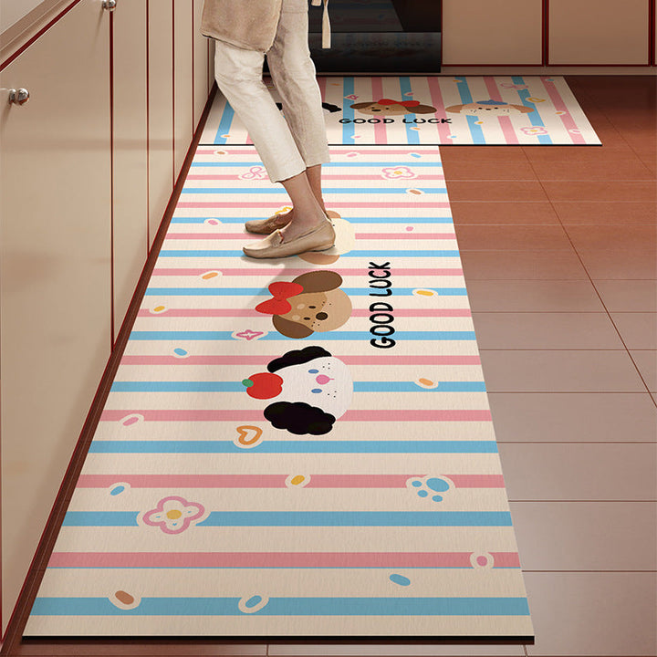Playful Character Kitchen Floor Runner with Non-Slip Backing
