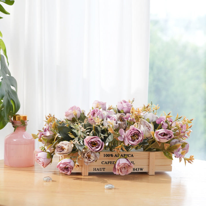Rustic Wooden Artificial Flower Arrangement for Home & Office Decor