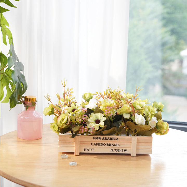 Rustic Wooden Artificial Flower Arrangement for Home & Office Decor