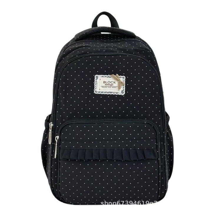 Polka Dot Ruffled School Backpack with Padded Straps