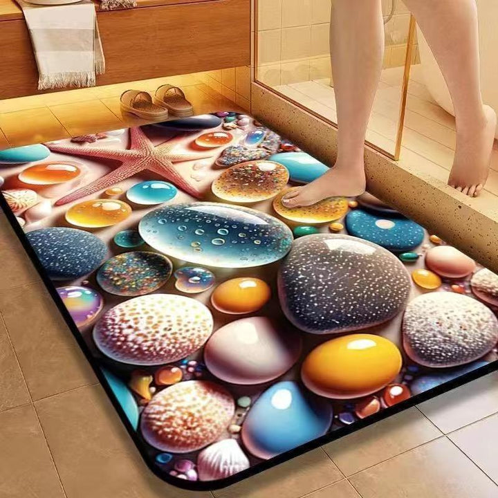 Natural Stone Texture Bath Mat with Non-Slip Backing
