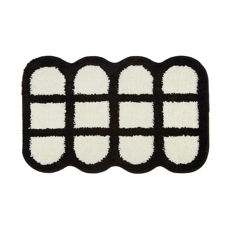 Plush Pillow-Edge Bathroom Mat with Non-Slip Backing