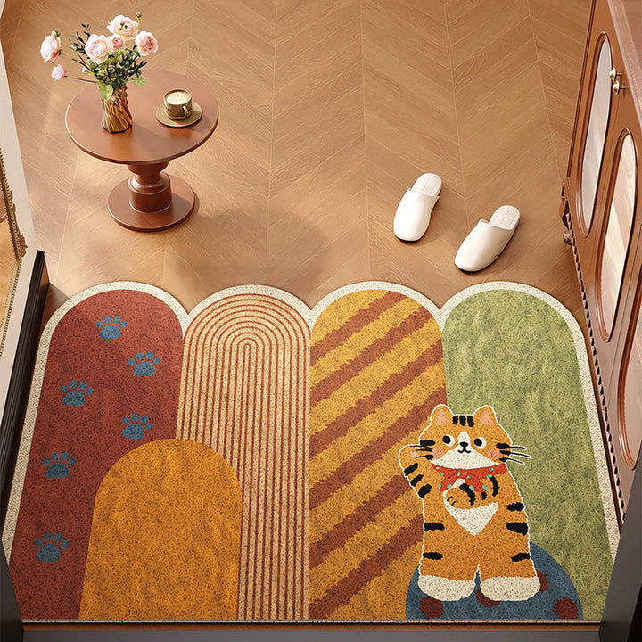 Whimsical Patchwork Cat Floor Rug – Colorful Area Rug for Any Room