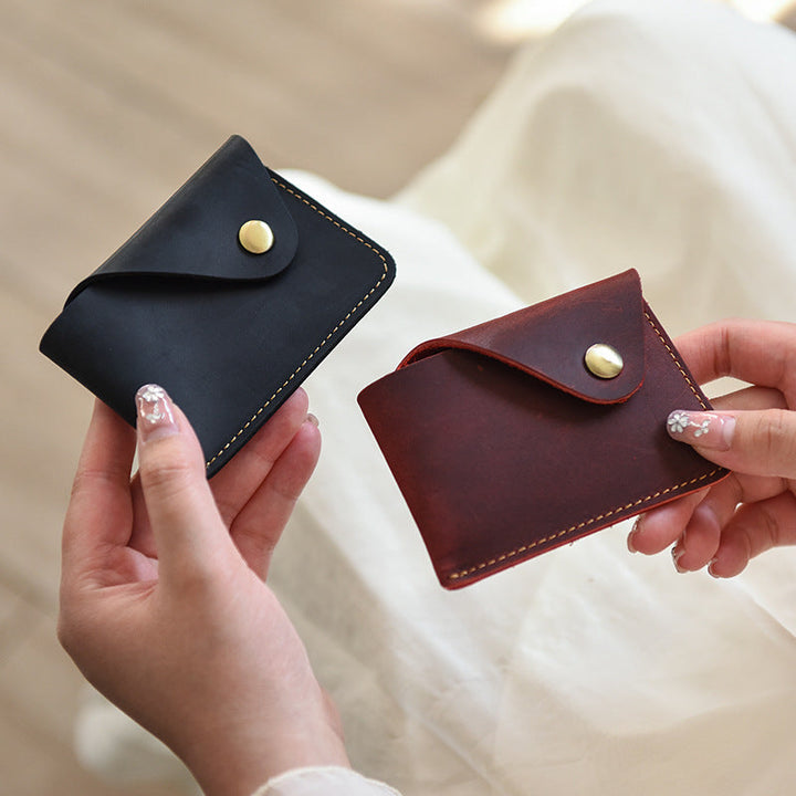 Slim Leather Card Wallet - Premium Minimalist Design