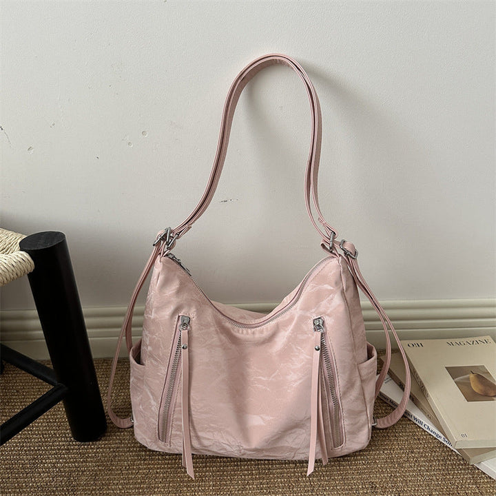 Modern Textured Hobo Shoulder Bag with Crossbody Strap