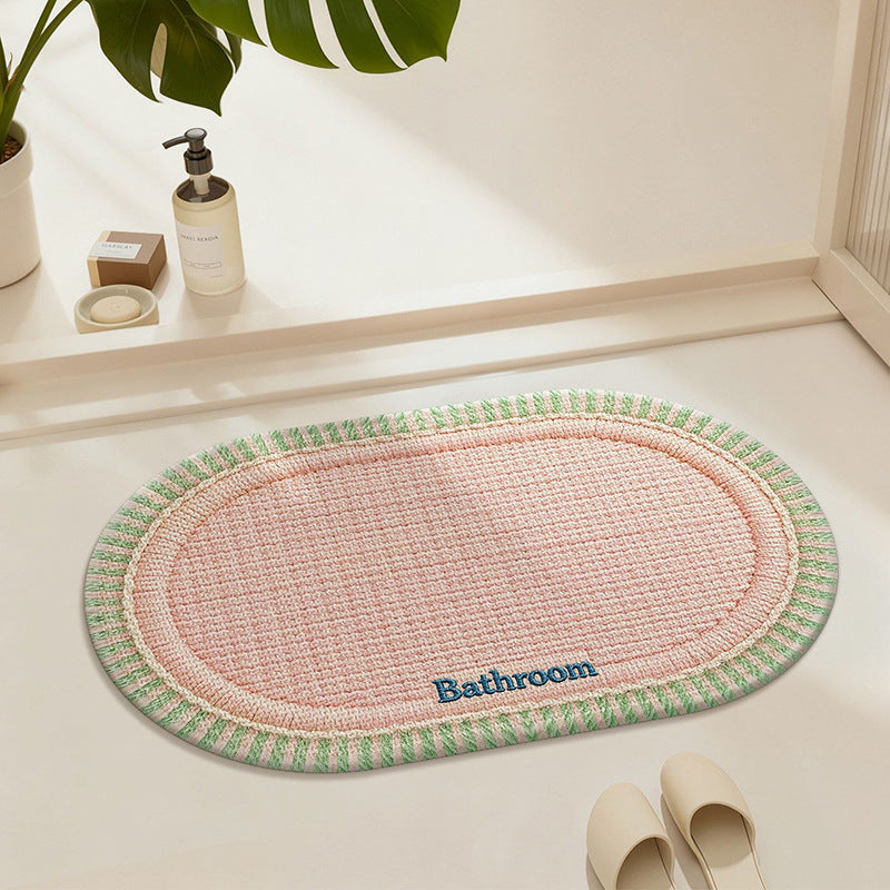 Premium Absorbent Oval Bath Mat with Non-Slip Backing