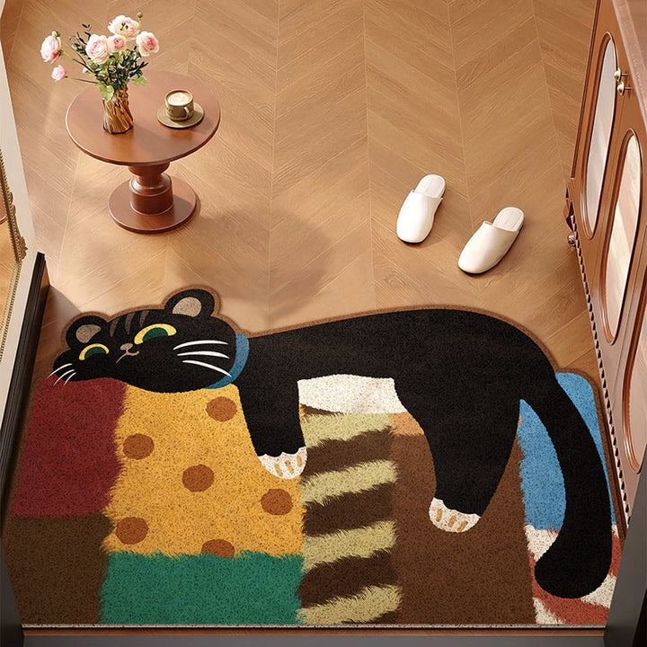 Whimsical Patchwork Cat Floor Rug – Colorful Area Rug for Any Room