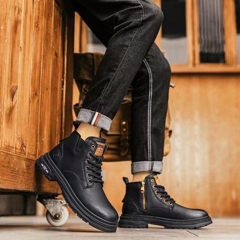 Premium Slip-On Leather Work Boots – Comfortable Anti-Slip Casual Footwear