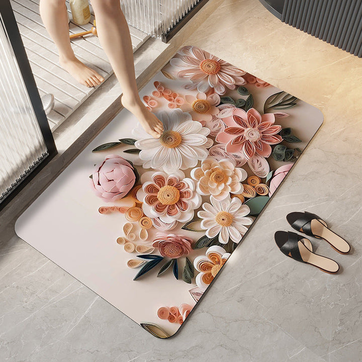 Botanical Elegance Bath Mat with Anti-Slip Backing