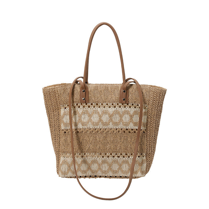 Natural Woven Straw Everyday Tote Bag for Shopping & Travel