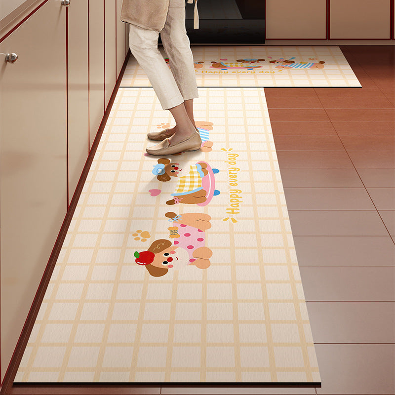 Playful Character Kitchen Floor Runner with Non-Slip Backing