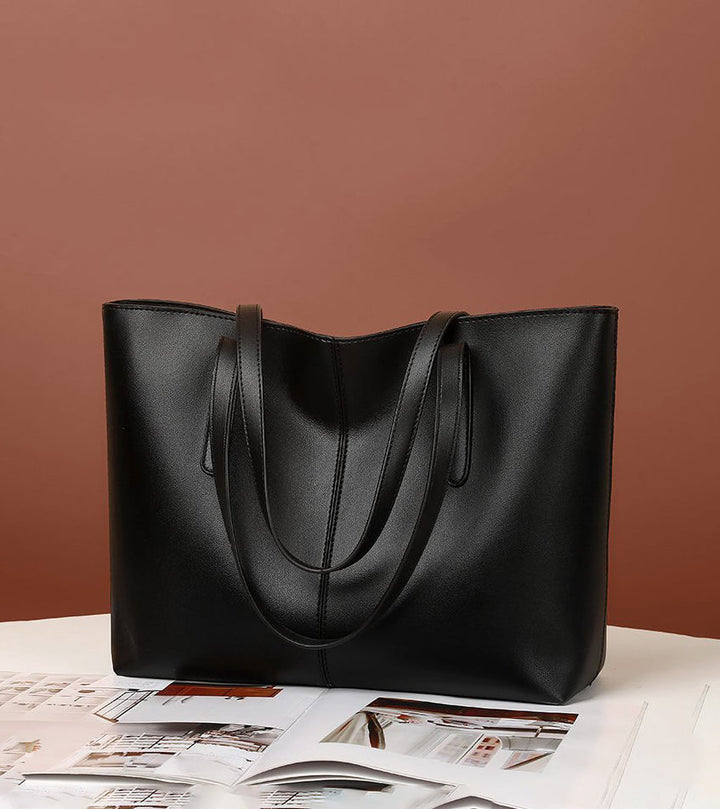 Nora – Large Leather Tote Bag, Women's Work Bag with Zipper